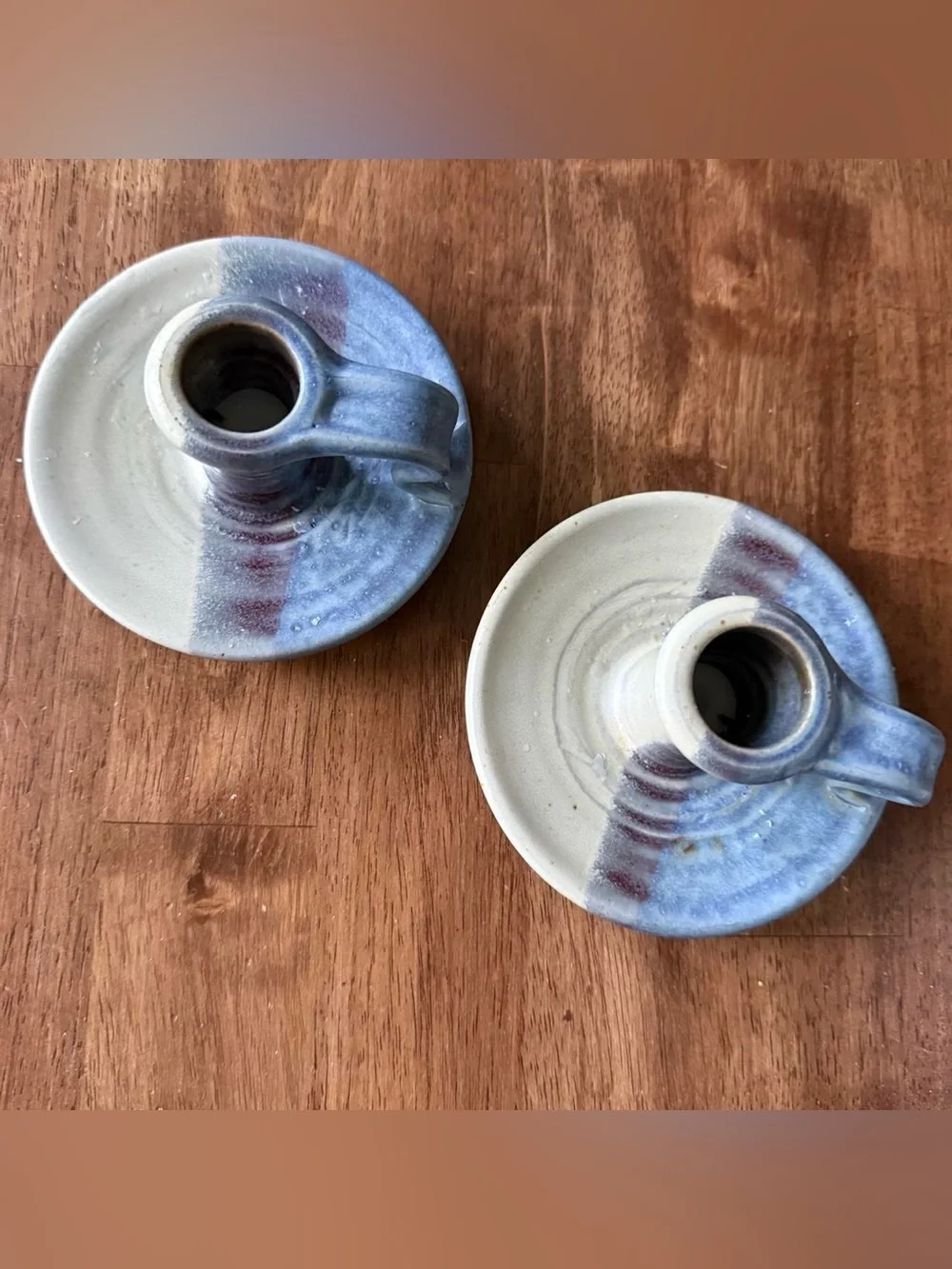 Pair of Candle Holders Chamber Candlestick Finger Lamp Pottery